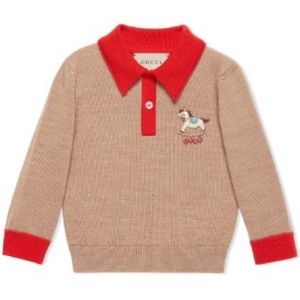 Gucci Kids Embroidered Wool Polo Shirt